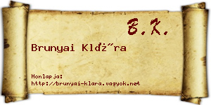 Brunyai Klára névjegykártya